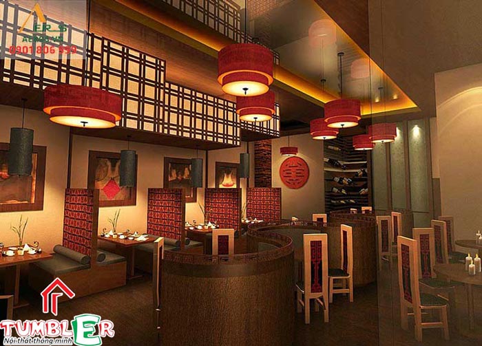 Mẫu thiết kế thi công nội thất quán ăn Nhà hàng Trung Hoa