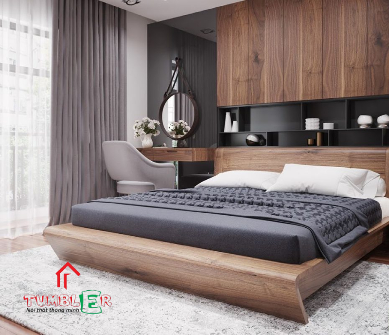 Giường gỗ công nghiệp có phong cách thiết kế hiện đại, trẻ trung. Sản phẩm có tính ứng dụng cao phù hợp với nhiều không gian
