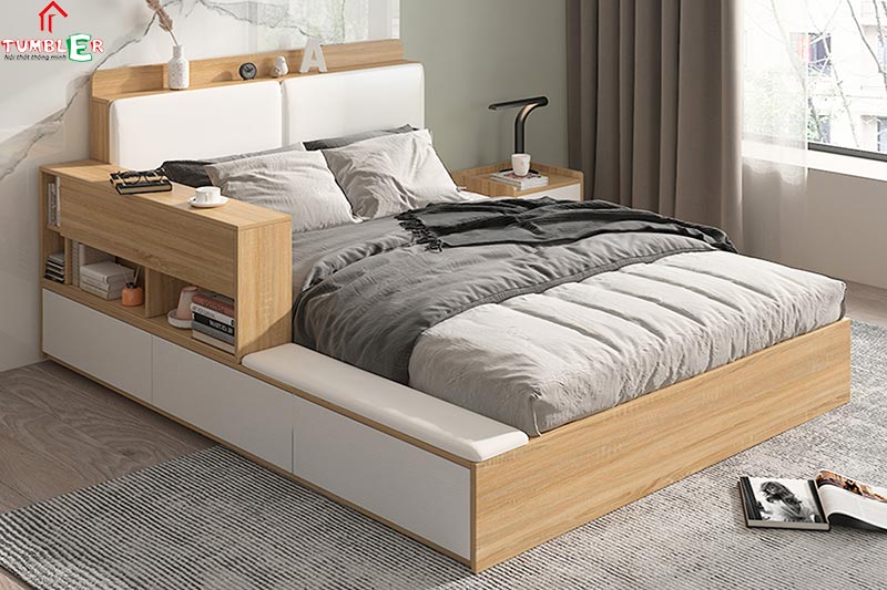 Mẫu giường ngủ bằng gỗ công nghiệp đẹp