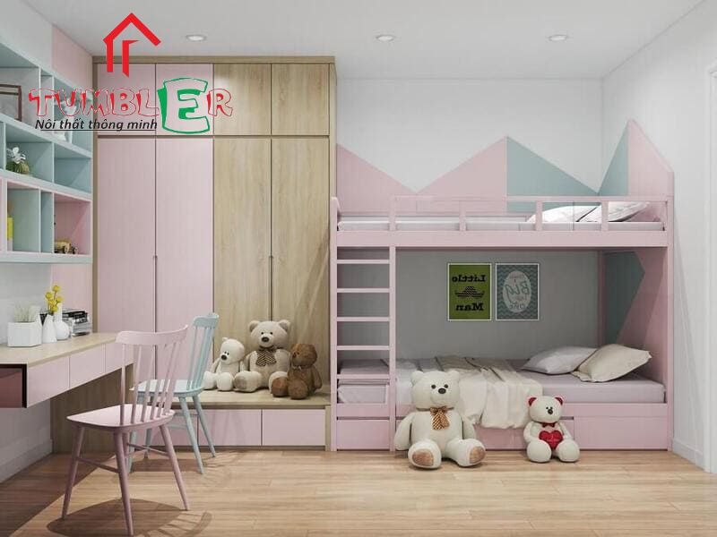 Sử dụng giường tầng trẻ em là giải pháp tối ưu diện tích không gian