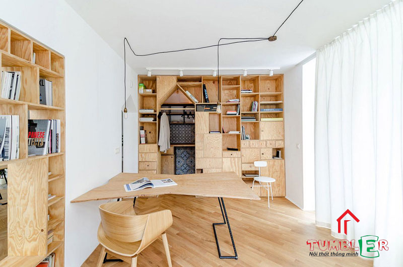 Gỗ Plywood được ứng dụng trong không gian phòng học, phòng làm việc.