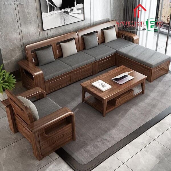 Hình ảnh minh họa cho sắp đặt sofa gỗ.