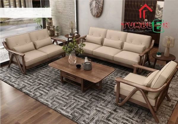 Sofa gỗ với nét đẹp vừa hiện đại vừa cổ điển.