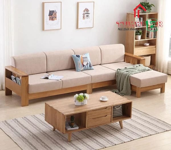 Sofa gỗ được làm từ gỗ sồi.