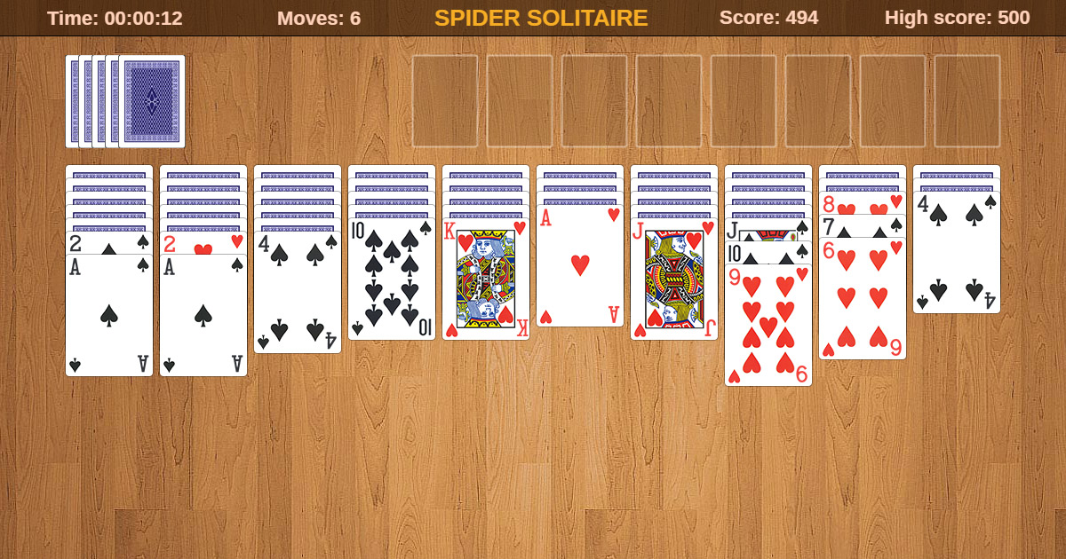 Spider Solitaire: Trò chơi bài trực tuyến miễn phí, chơi toàn màn hình mà không cần tải xuống
